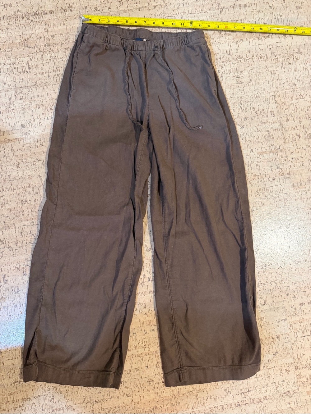American Eagle Brown linen Wide Leg Drawstring Pants